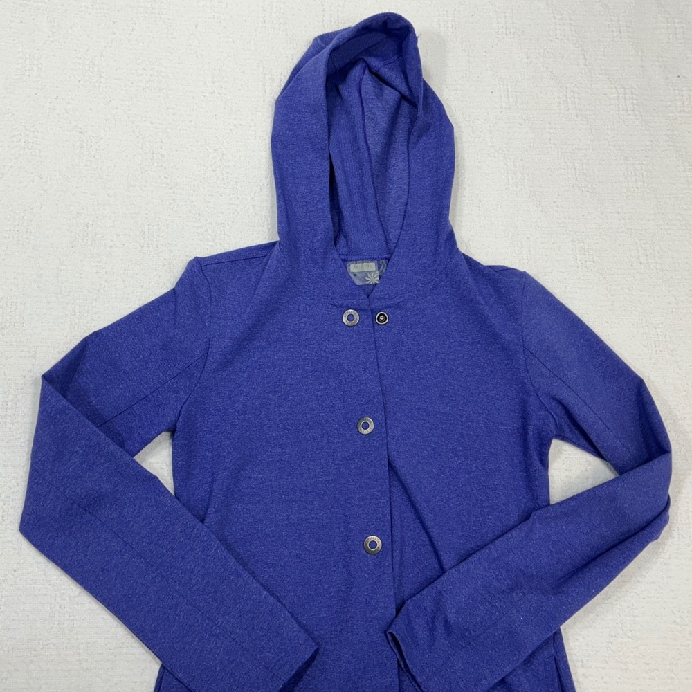 Athleta Women Purple Heather Hooded Snap Front Jacket 903670 XS Longline Coat